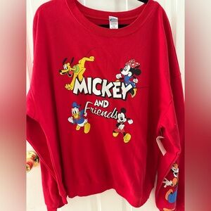 Mickey and friends, red adult sweatshirt
